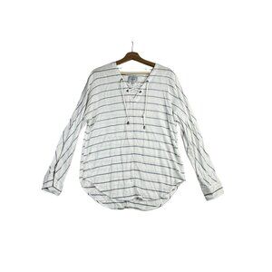 Rails Linen Blend Striped‎ Long Sleeve Shirt size Medium White/Blue